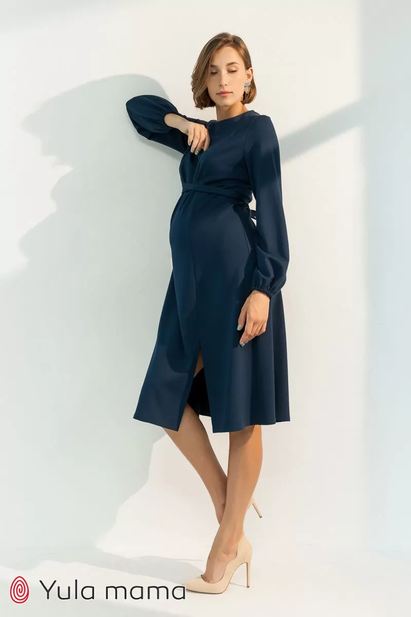 Ошатне плаття для вагітних і годуючих Vicky темно-синій