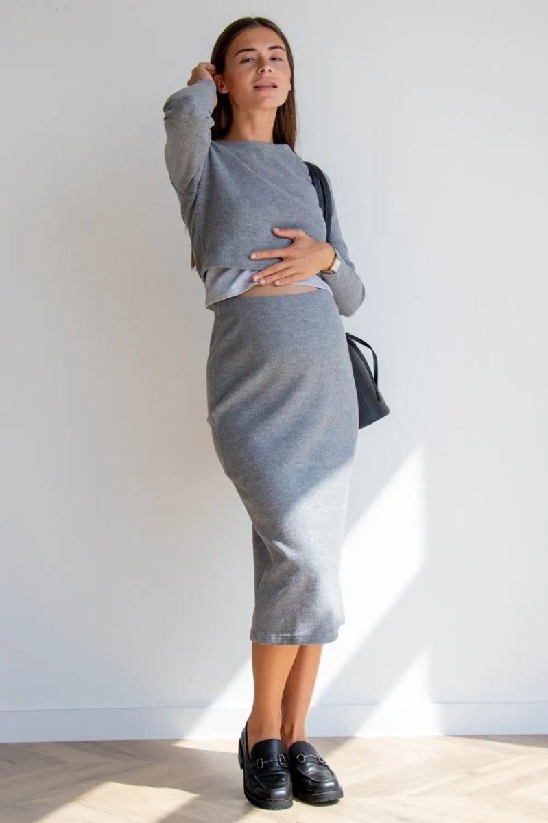 Трикотажний костюм для вагітних та годуючих 4477153-4 сірий