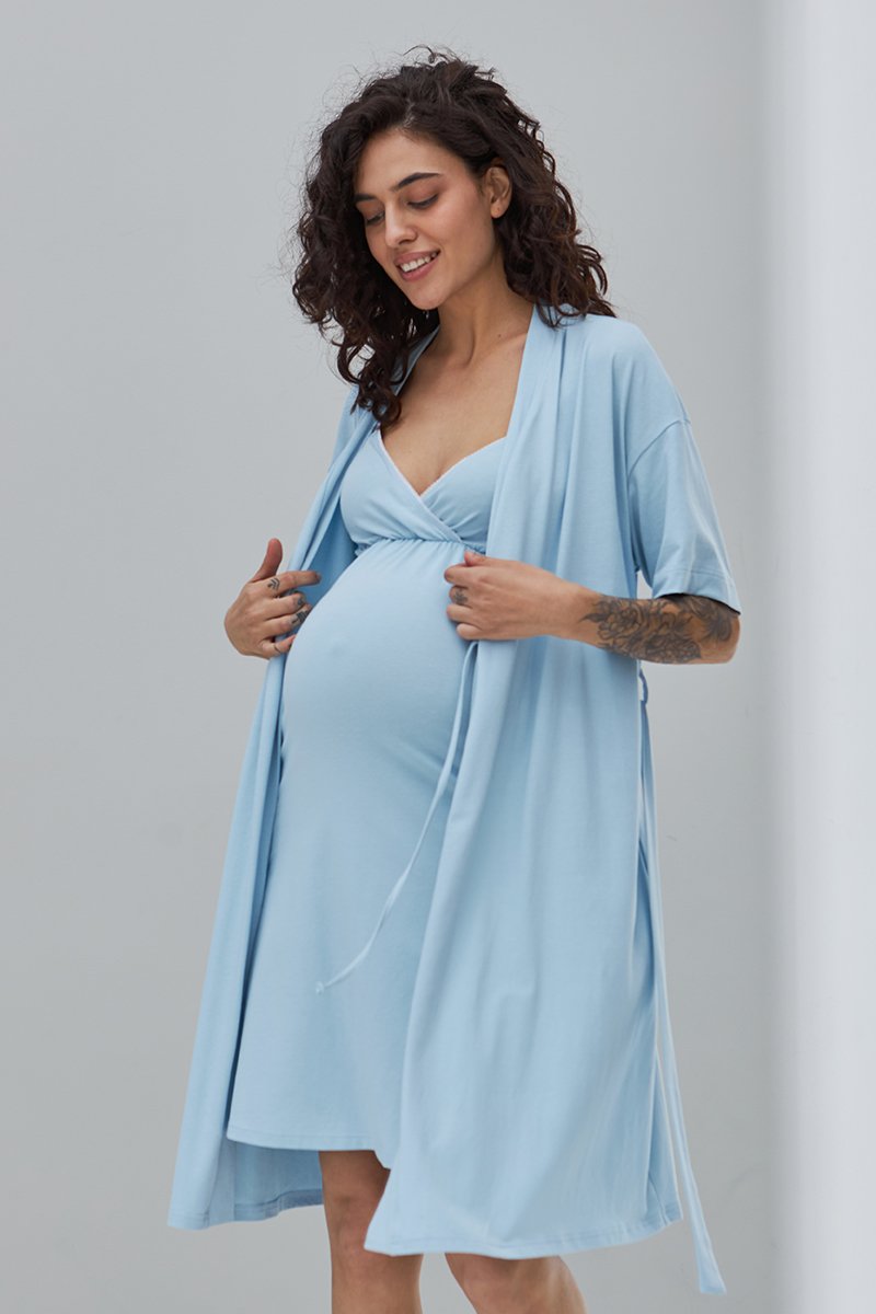 Халат для вагітних та годуючих Paola блакитний