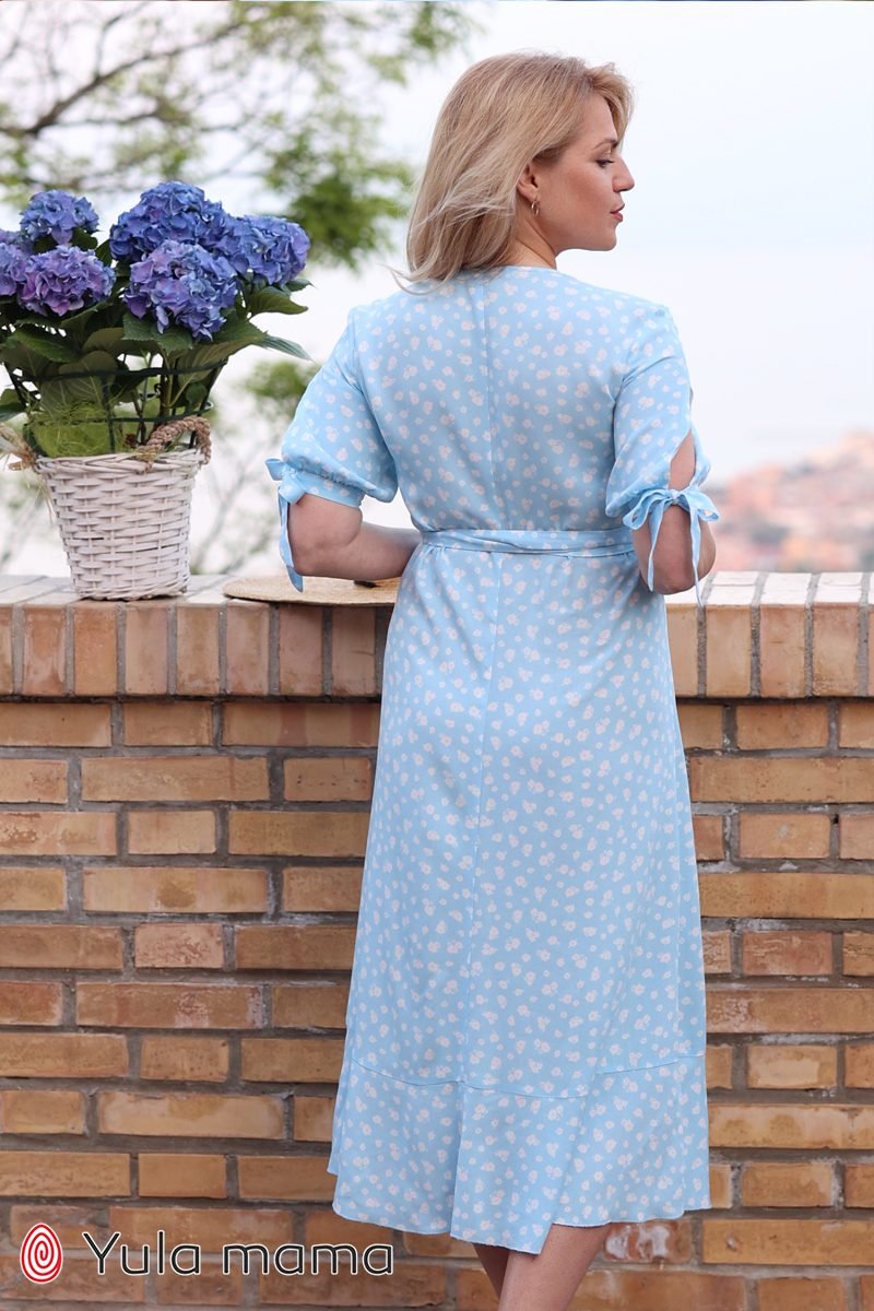 Платье на запа́х для беременных и кормящих Miranda голубое