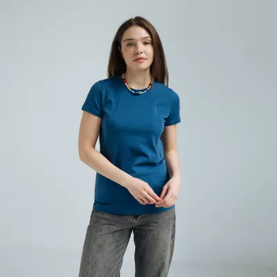 Футболка прямого кроя для беременных и кормящих Синяя