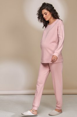 Теплая пижама для беременных и кормящих Wendy розовый