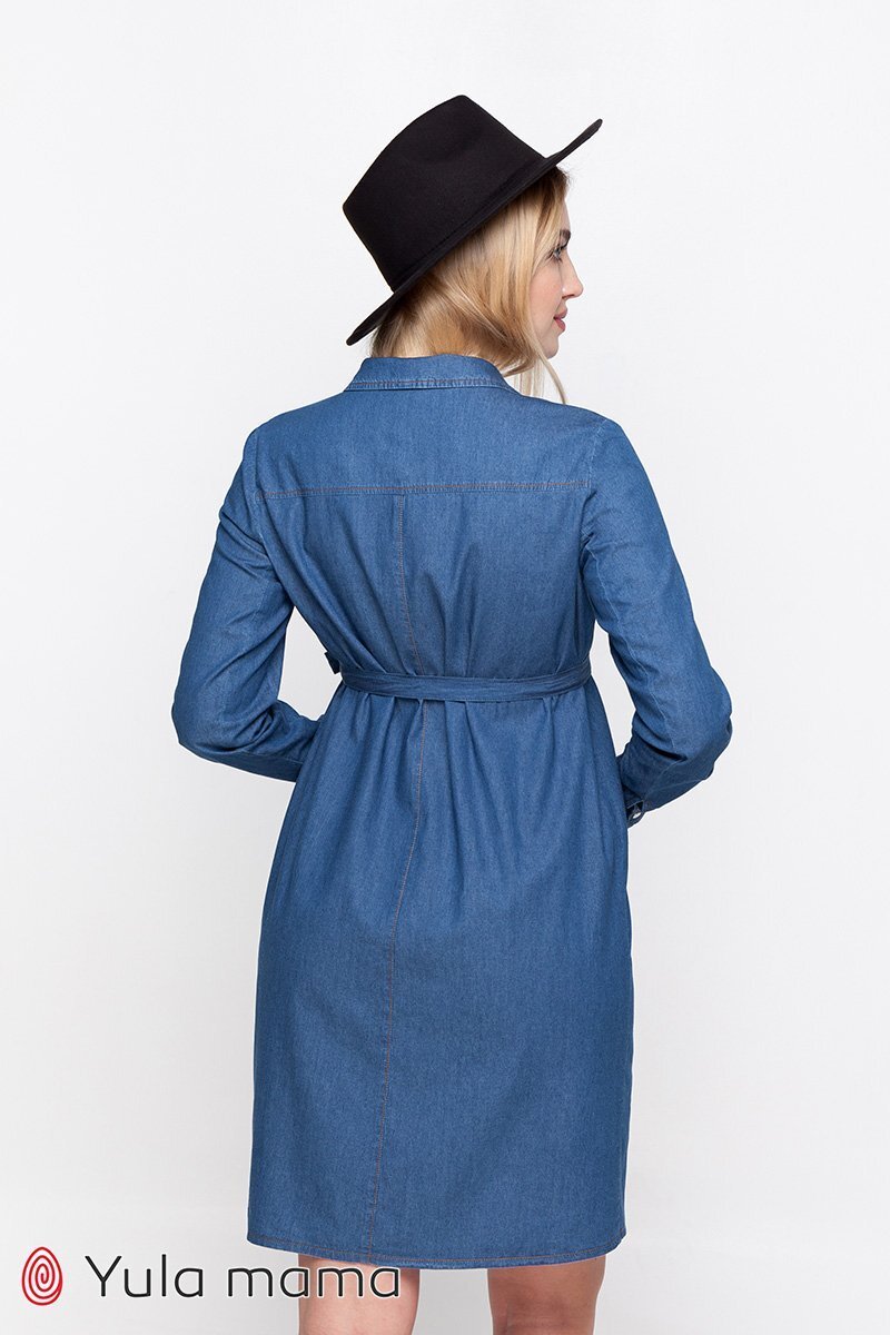 Платье-рубашка для беременных и кормящих Vero джинсово-синий