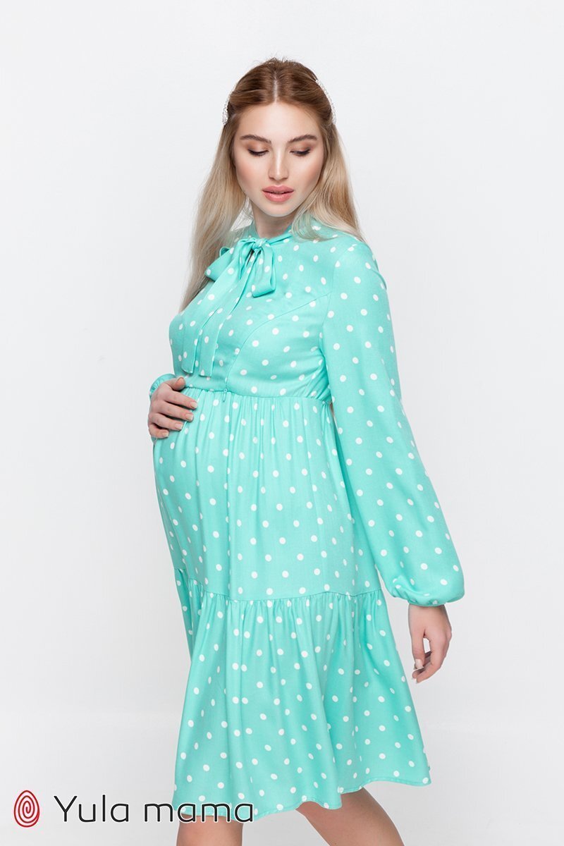 Стильное платье для беременных и кормящих Teyana аквамарин