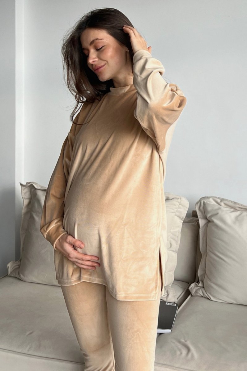 Плюшевий костюм для вагітних 4473154-4 бежевий