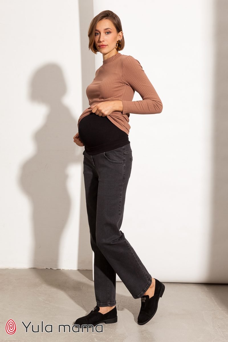Трендовые джинсы для беременных Belinda черно-серые