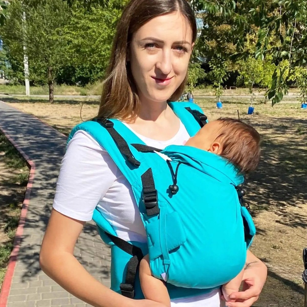 Эрго рюкзак для новорожденных Adapt бирюзовый лен (0-18 мес)