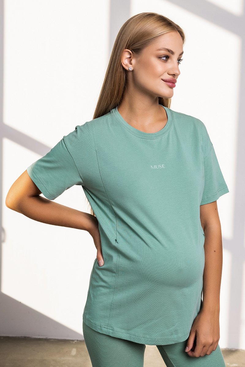 Стильна футболка для вагітних і годуючих Muse полинь