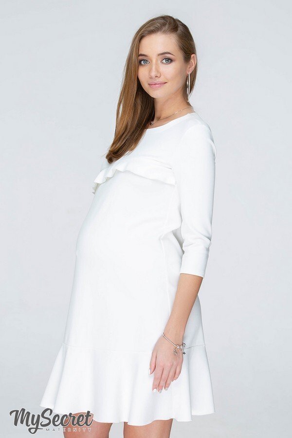 Платье с воланами для беременных и кормящих Simona молочный