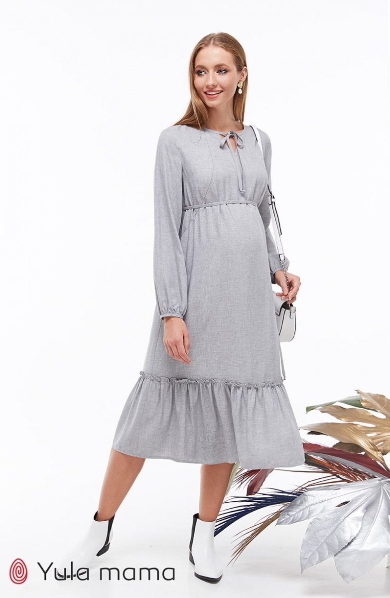 Сукня міді для вагітних і годуючих Monice сірий меланж