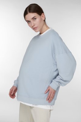 Свитшот оверсайз серо-голубой для беременных и кормящих