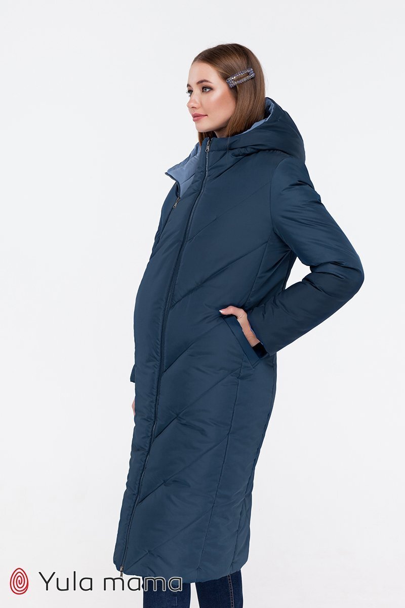 Зимнее пальто для беременных Tokyo синий + голубой