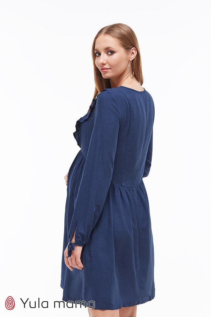 Стильне плаття для вагітних і годуючих Kris синій меланж