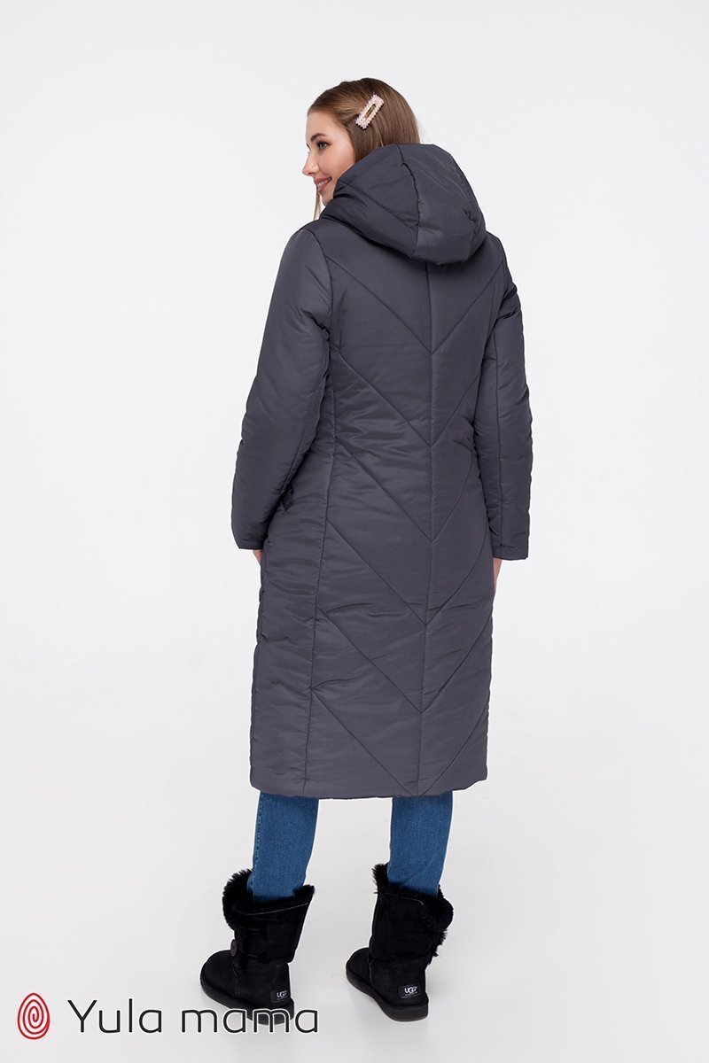 Зимове пальто для вагітних Tokyo графіт + пудра