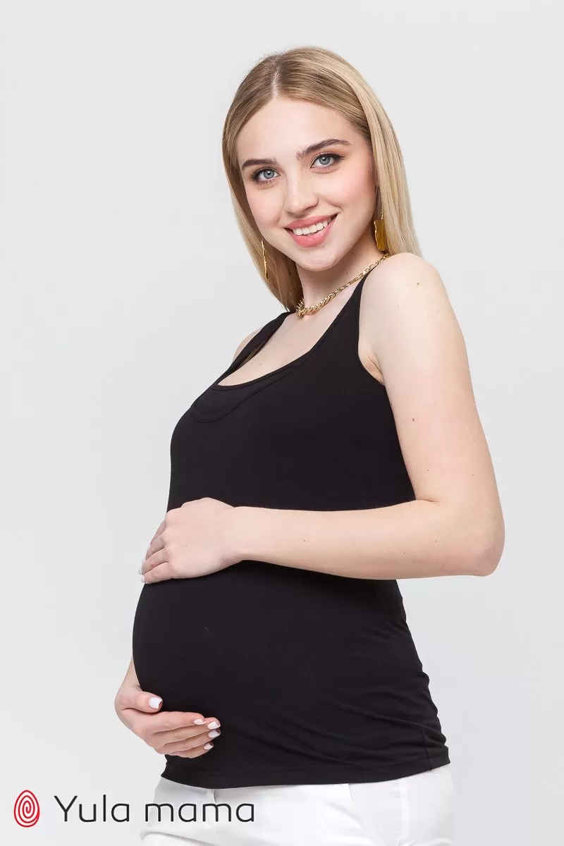 Трикотажная майка для беременных и кормящих Ezra черный