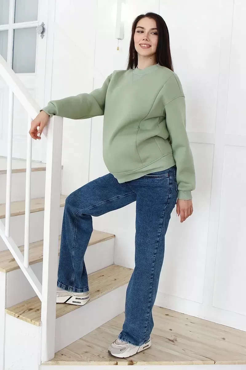 Сині прямі джинси для вагітних із високою спинкою Alaia