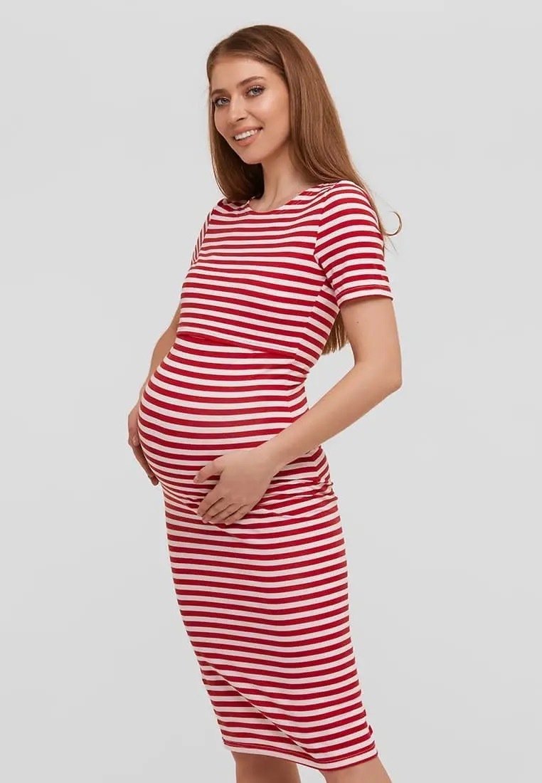 Плаття для вагітних та годуючих Barcelona - червоний у білу смужку