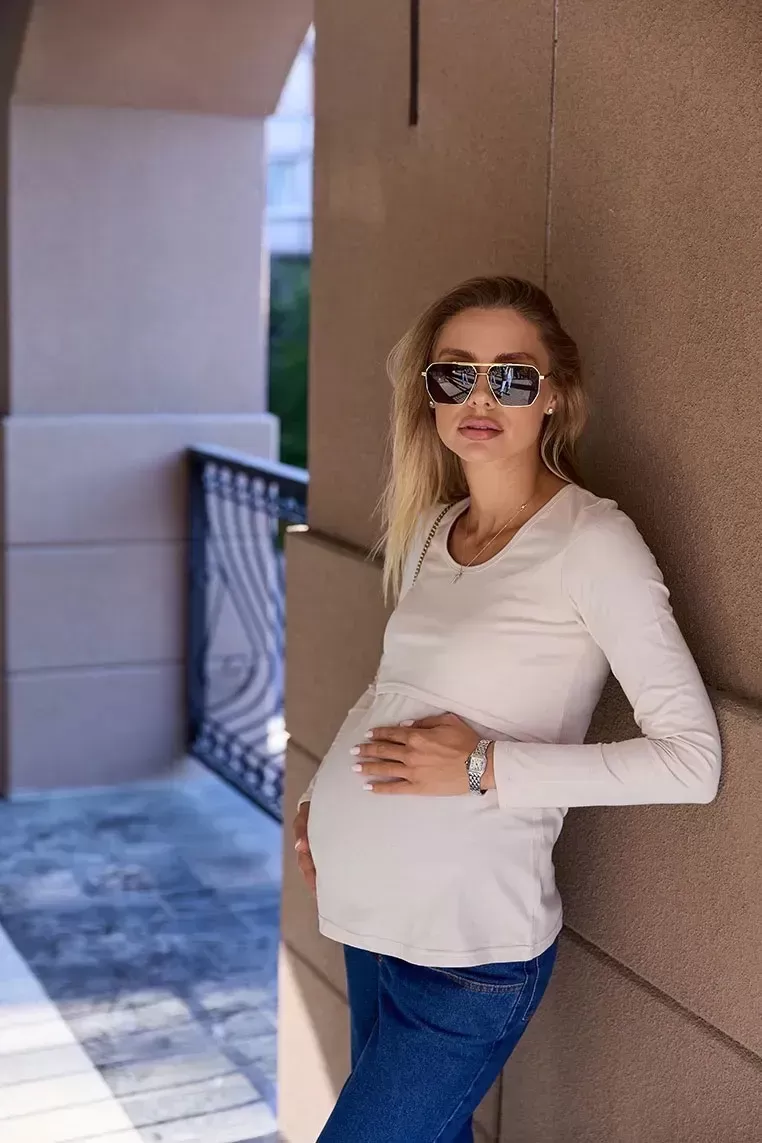 Лонгслив для беременных и кормящих Madrid - светло-бежевый