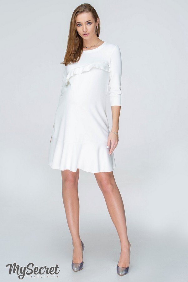 Платье с воланами для беременных и кормящих Simona молочный