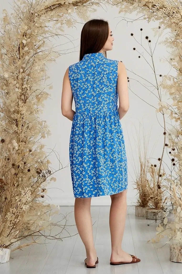 Літня сукня для вагітних і годуючих у квітку Sofia - сині