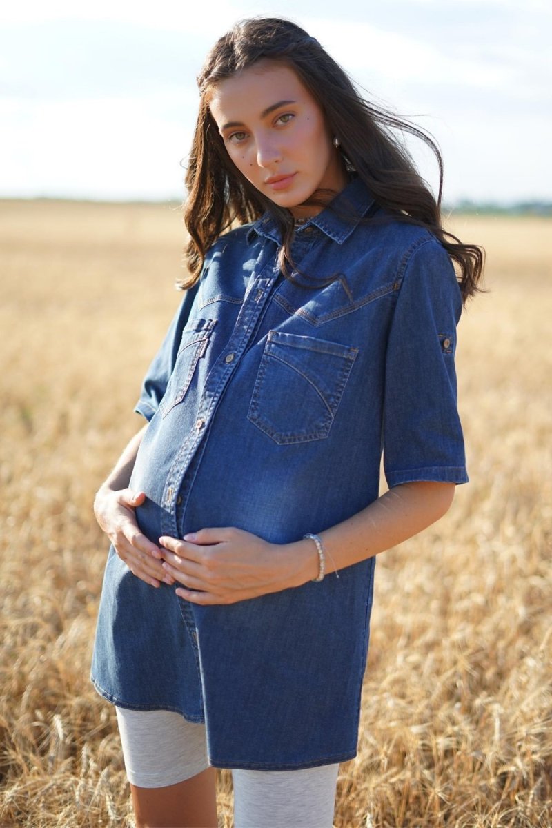 Блуза для беременных 898411 синий варка 3