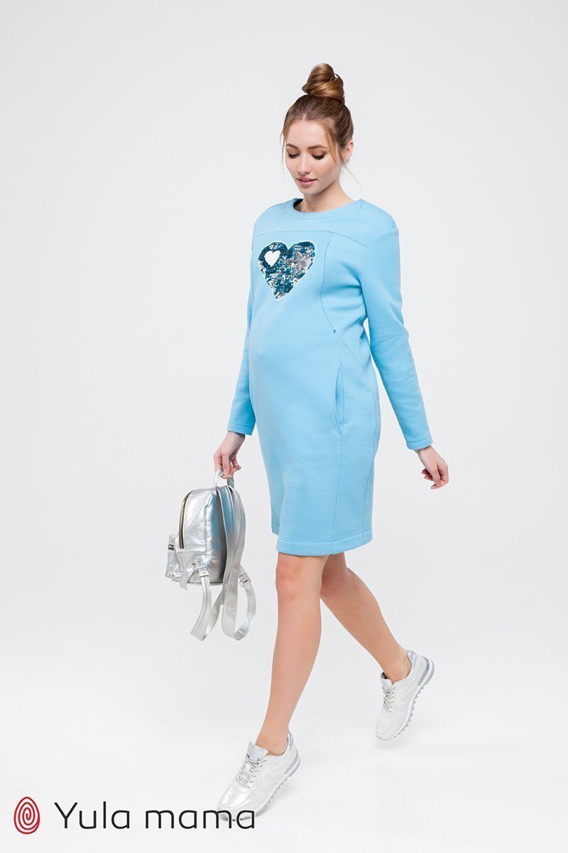 Тепле плаття для вагітних і годуючих Milano блакитне
