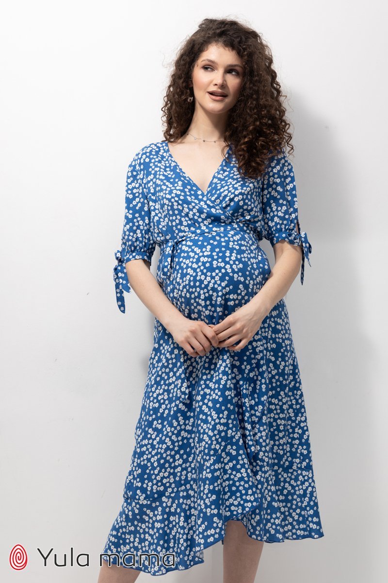 Сукня на запах для вагітних та годуючих Miranda синя