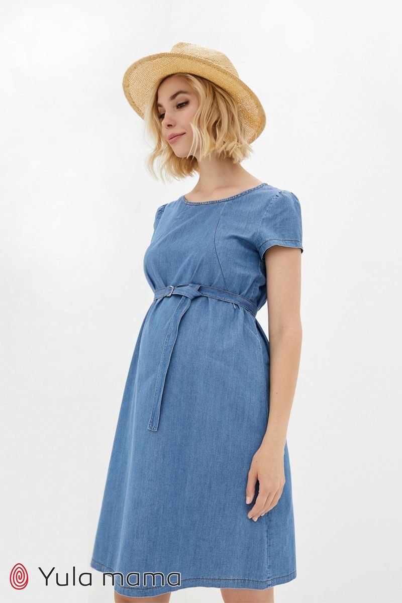 Джинсовое платье для беременных и кормящих Grace джинсово-голубой