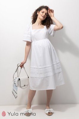 Літня сукня для вагітних та годуючих Aurora біла