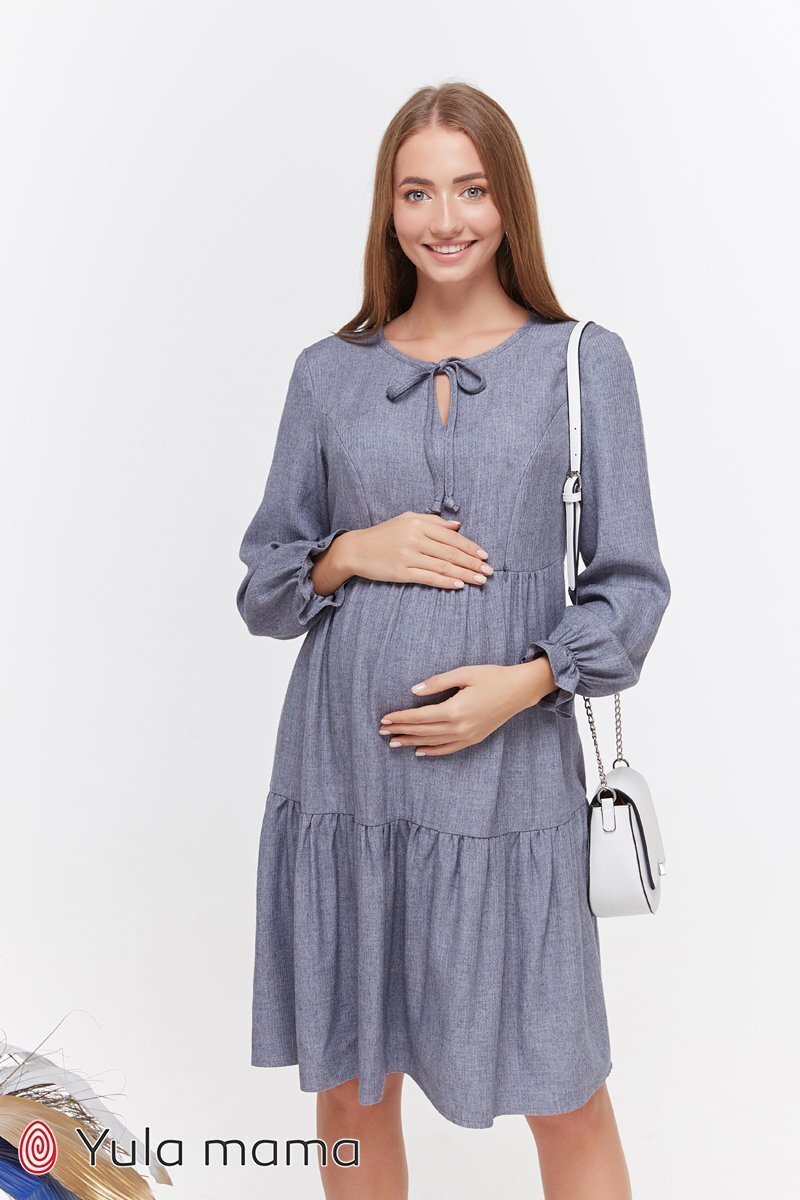 Стильное платье для беременных и кормления Jeslyn джинсово-синий