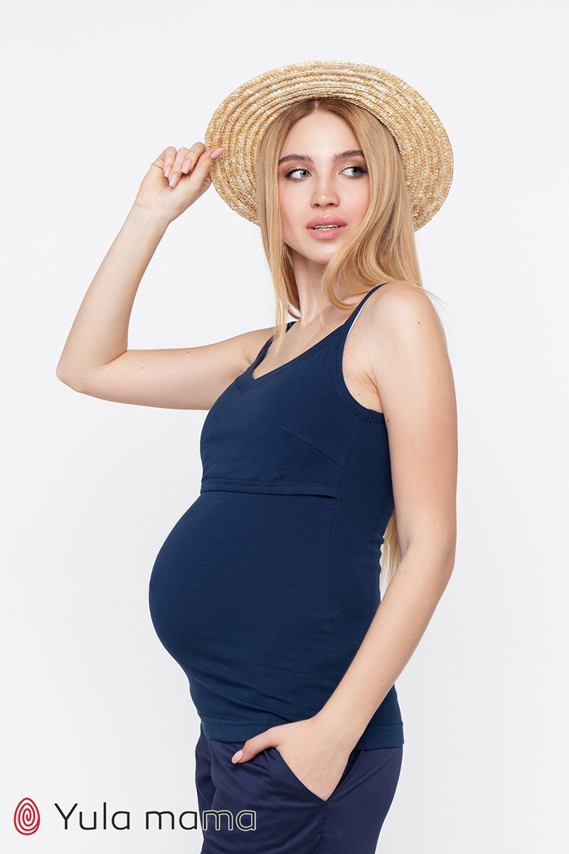 Майка для беременных и кормящих May темно-синяя