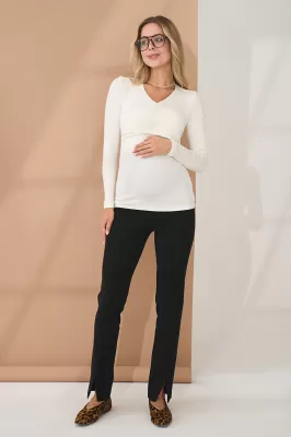 Теплі штани для вагітних Luana чорні