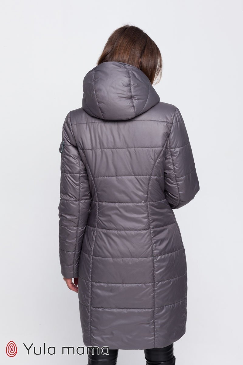 Двухстороннее пальто для беременных Kristin серый со светлой мятой