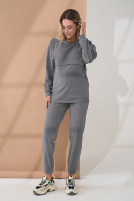 Теплий костюм для вагітних та годуючих Litta сірий