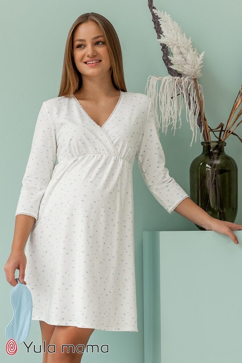 Ночная сорочка для беременных и кормящих Alisa голубые звезды