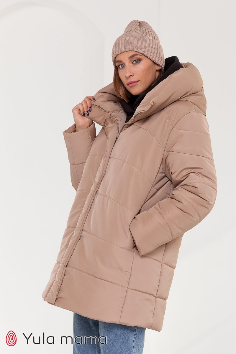 Стильна зимова куртка для вагітних Kimberly беж