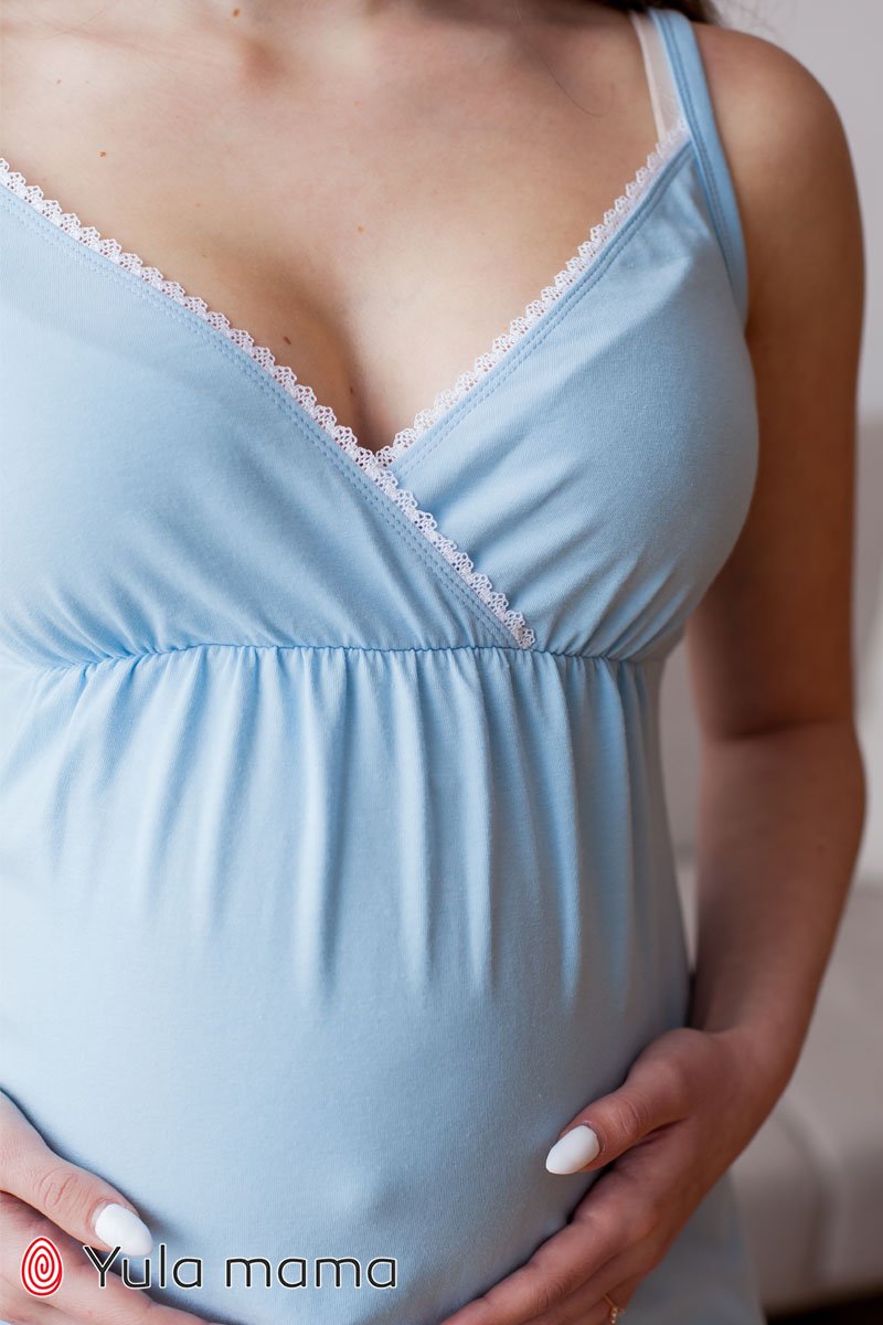 Нічна сорочка для вагітних та годуючих Viola блакитна