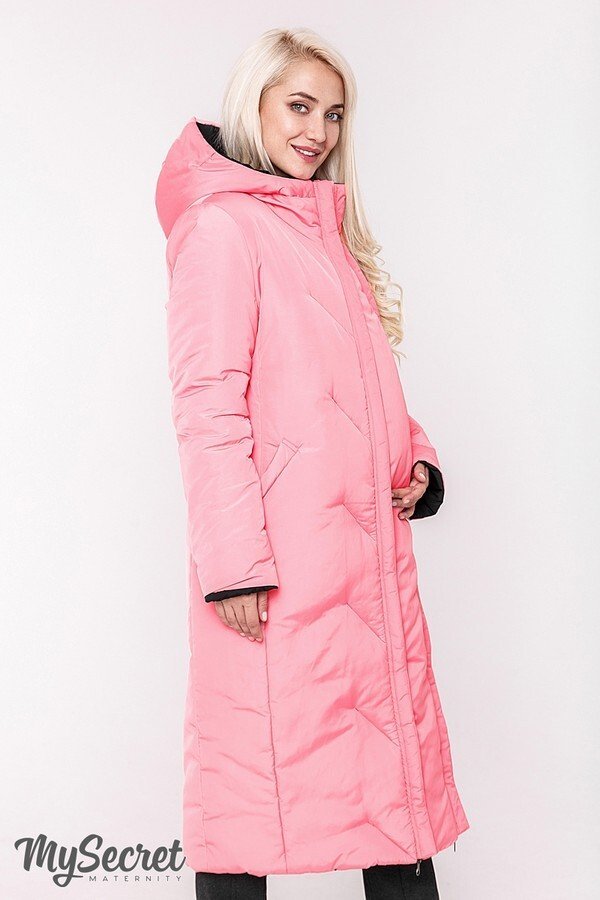 Зимнее пальто для беременных Tokyo черно-розовое