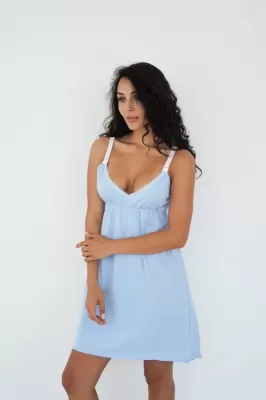 Ночная рубашка для беременных и кормления 24133 голубая sale