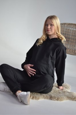 Спортивный костюм деми для беременных и кормящих Amelia черный
