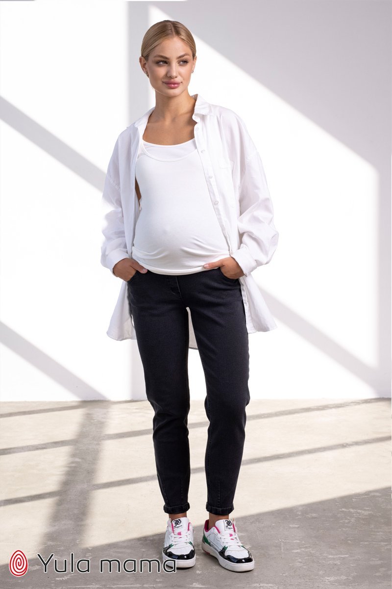 Джинсі Mom для вагітних Florence чорно-сірий