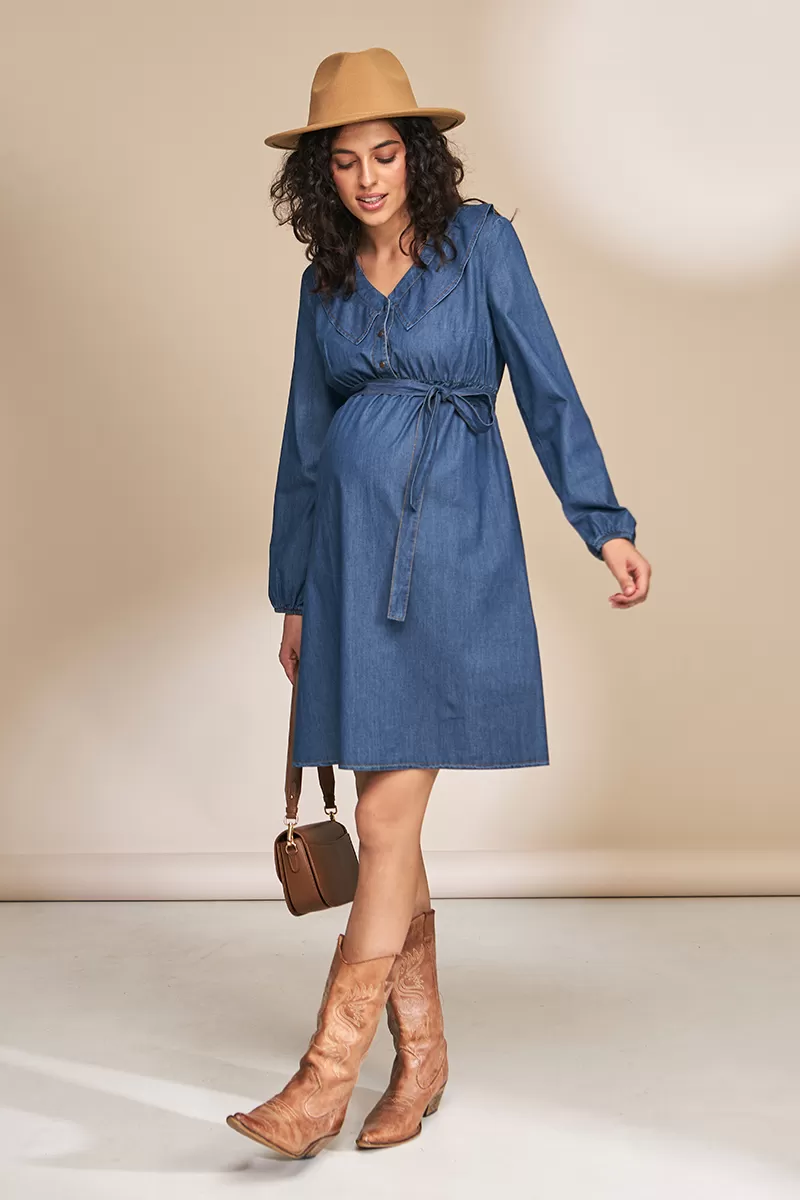 Джинсова сукня для вагітних і годуючих Fendi джинсово-синій