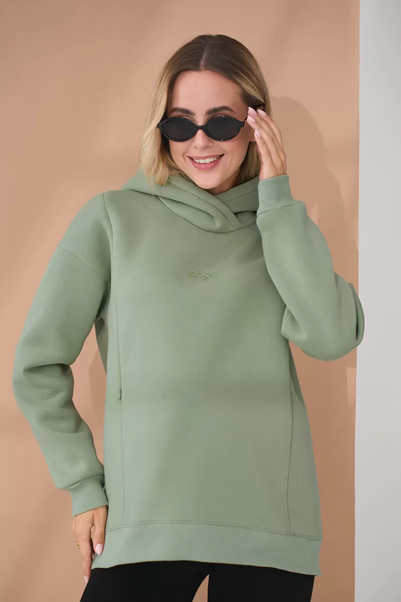Тепле худі для вагітних та годуючих Angel оливка
