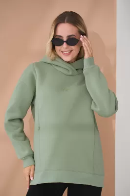 Тепле худі для вагітних та годуючих Angel оливка