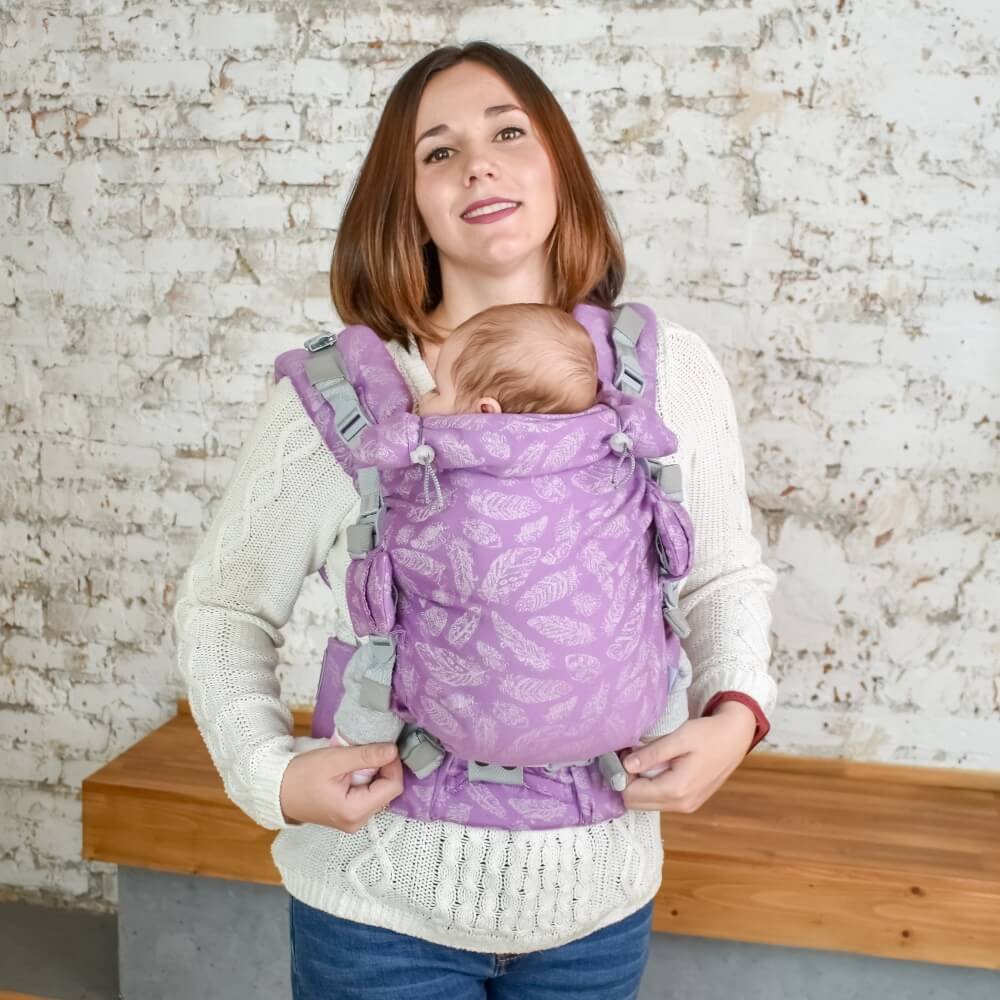 Слинг рюкзак для новорожденных Adapt сиреневый Feathers (0-48 мес)