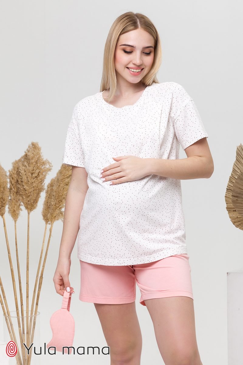 Хлопковая пижама для беременных и кормящих Janice цветные точки