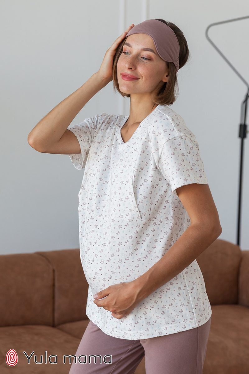 Хлопковая футболка для беременных и кормящих Aileen молоко