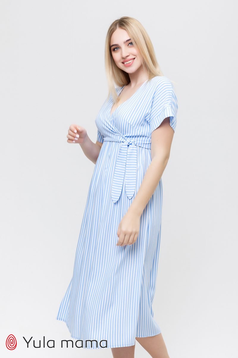 Платье для беременных и кормящих Gretta голубая полоска