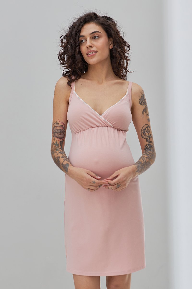 Нічна сорочка для вагітних та годуючих Viola рожева