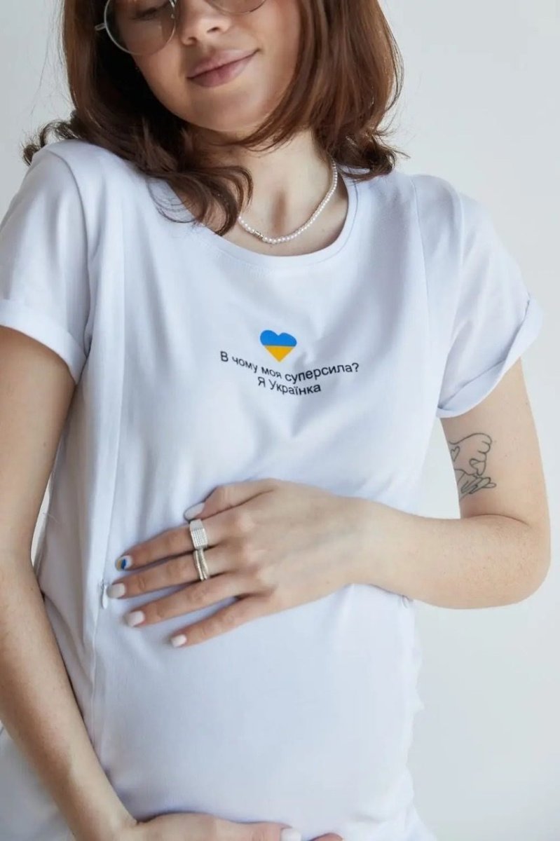 Футболка для беременных и кормящих "Я Українка" 3180041-3 белая